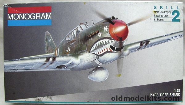 Monogram 1/48 Tiger Shark P-40B - RAF / Flying Tigers / US Army Air Force, 5209 plastic model kit